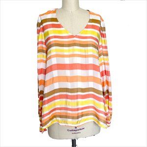 Striped button back v-neck tunic blouse - Danish bohemian design